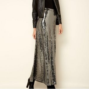 Michael Michael Kors Silver Sequin Maxi Skirt Size XS